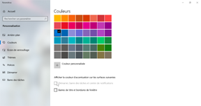 la case démarrer, barre des taches et notifications est grisée la case démarrer, barre des taches et notifications est grisée